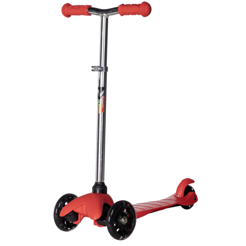 Самокат детский Novatrack Disco-kids Basic (2025) со светящимися колёсами, красный