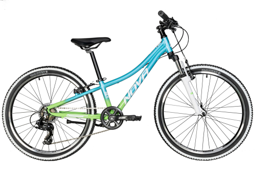 Велосипед Novatrack Katrina 7.V 24 (2025), рама 10" (130-155 см), салатовый-голубой