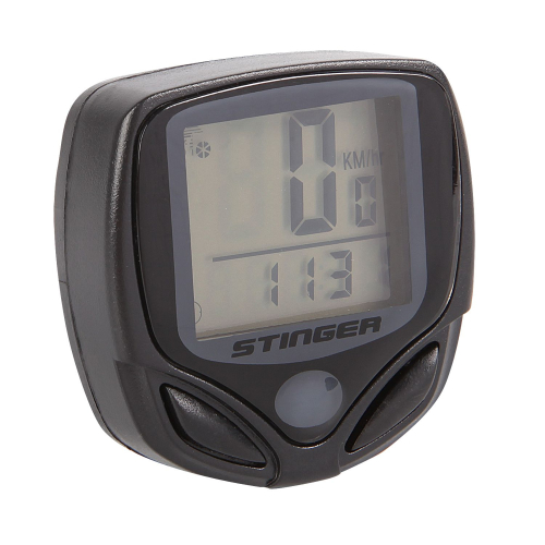 Велокомпьютер 14 функций. Беспроводной, черный.