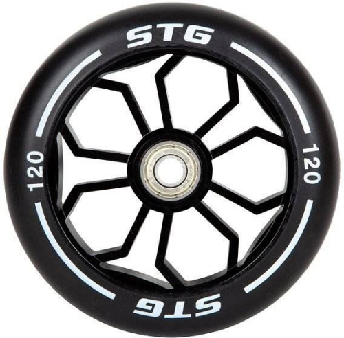 Колесо STG Х105168, PU 120mm для трюковых самокатов с алюминиевым ободом 1шт, черный