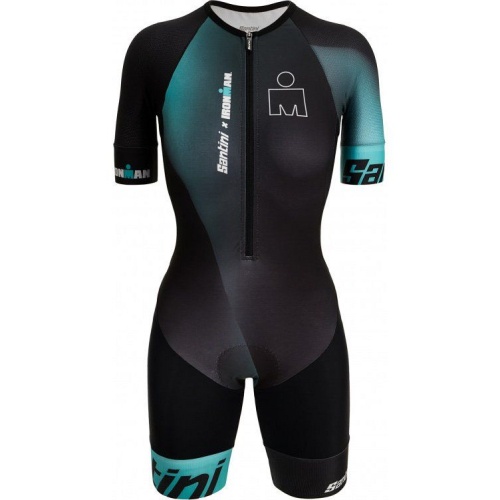 Трисьют с коротким рукавом женский Santini Ikaika-Ironman Women's SS Trisuit, зеленый-черный