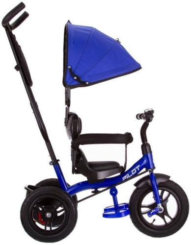 Велосипед трехколесный Pilot PTA1, с ручкой управления (92-98 см), синий