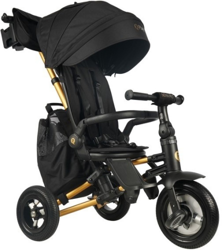 Велосипед трехколесный QPlay Nova Plus, с ручкой управления (92-98 см), черный