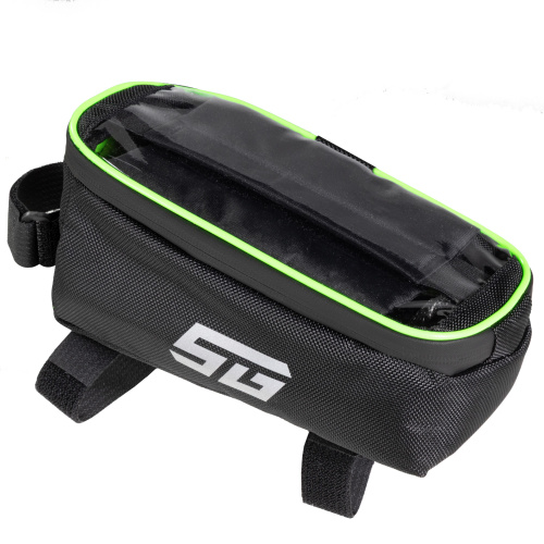 Велосумка на раму STG модель FB-016, с отделением для телефона, 20х11х9 см, черный-салатовый