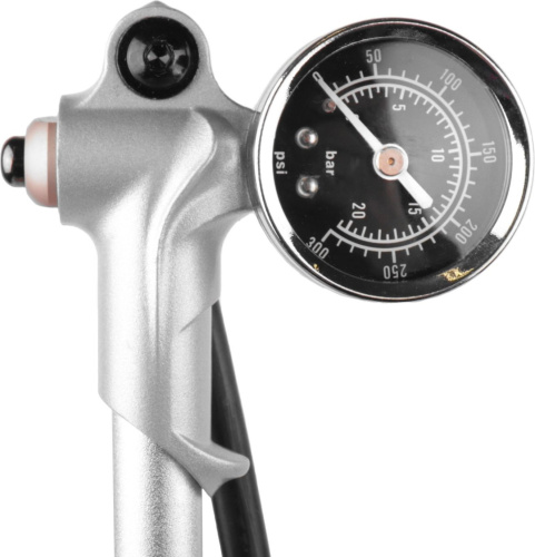 Насос для амортизационной вилки GIYO GS-02D, с манометром, алюминиевый, до 21бар/300psi, складной шланг, 6-190025