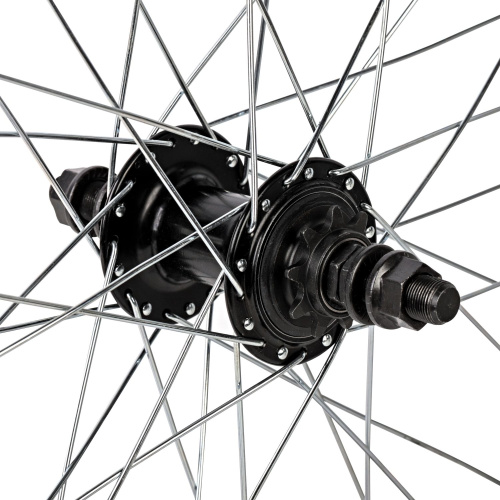 Колесо заднее 20" для BMX, двойной алюм. обод 36H, алюм. втулка, ось 14х175 мм, 9Т, черный
