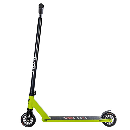 Трюковой самокат Novatrack Wolf 10, 110 мм (2024), черный-зеленый