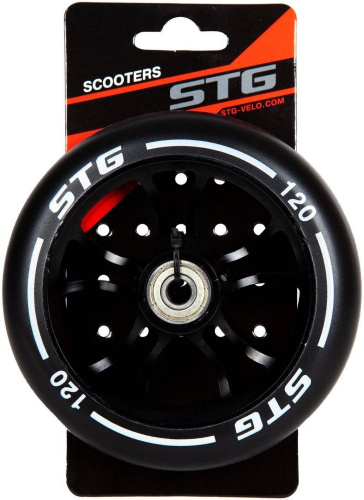 Колесо STG Х105170, PU 120mm для трюковых самокатов с алюминиевым ободом 1шт, черный