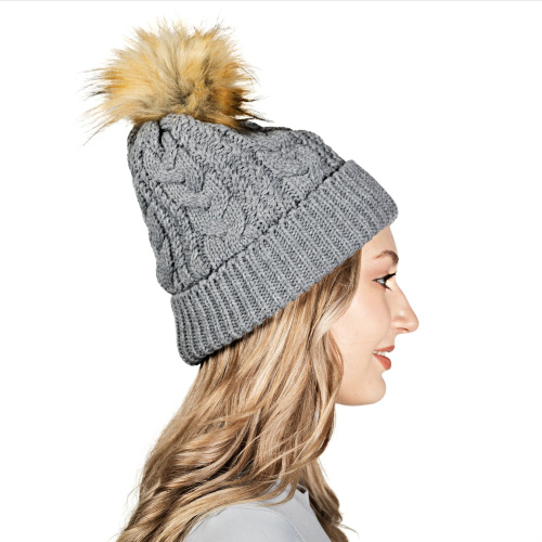 Шапка модель DRC22HK072, светоотражающая, серый с бежевым