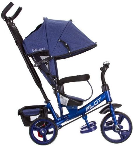 Велосипед трехколесный Pilot PT3, с ручкой управления (92-98 см), синий
