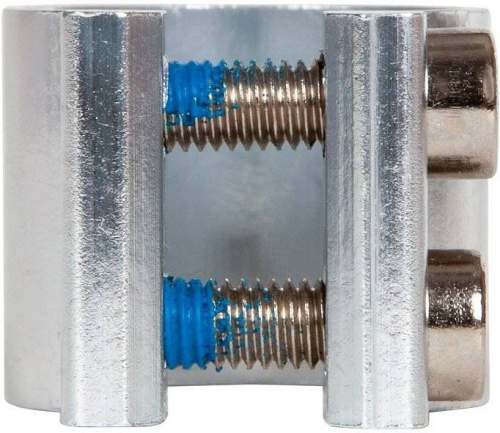 Зажим STG Х105163, 33мм для рулей самокатов, с болтами, серебристый