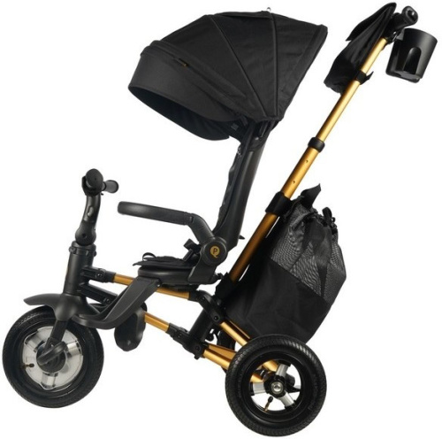 Велосипед трехколесный QPlay Nova Plus, с ручкой управления (92-98 см), черный