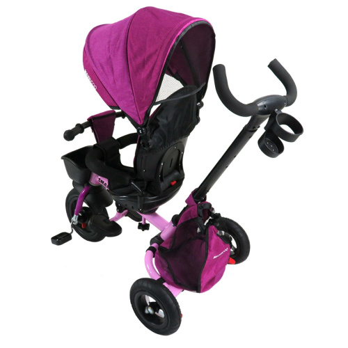 Велосипед трехколесный Maxiscoo Shark (2023) с мягким сиденьем и капюшоном, розовый